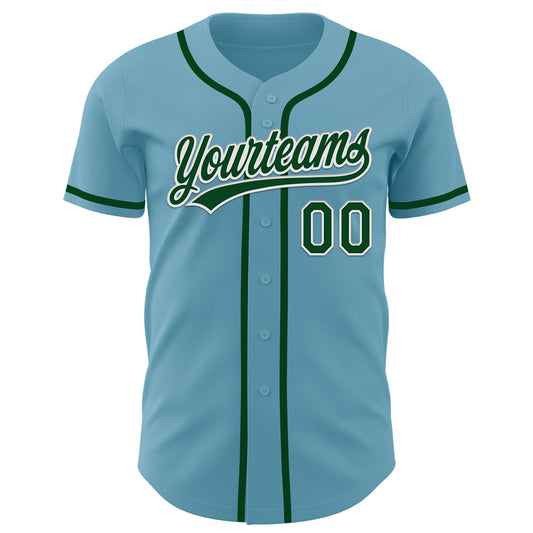 Custom Shadow Blue Green-White Authentic Baseball Jersey - Sky-Custom