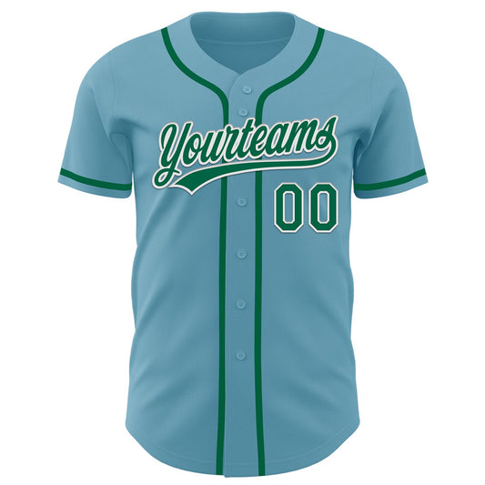 Custom Shadow Blue Kelly Green-White Authentic Baseball Jersey - Sky-Custom