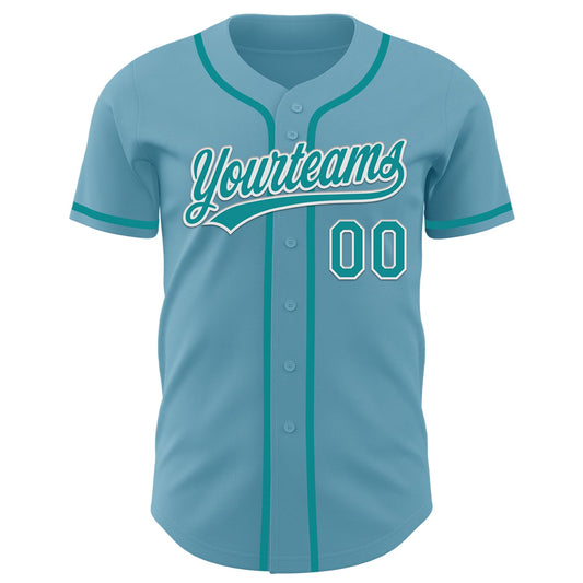 Custom Shadow Blue Teal-White Authentic Baseball Jersey - Sky-Custom