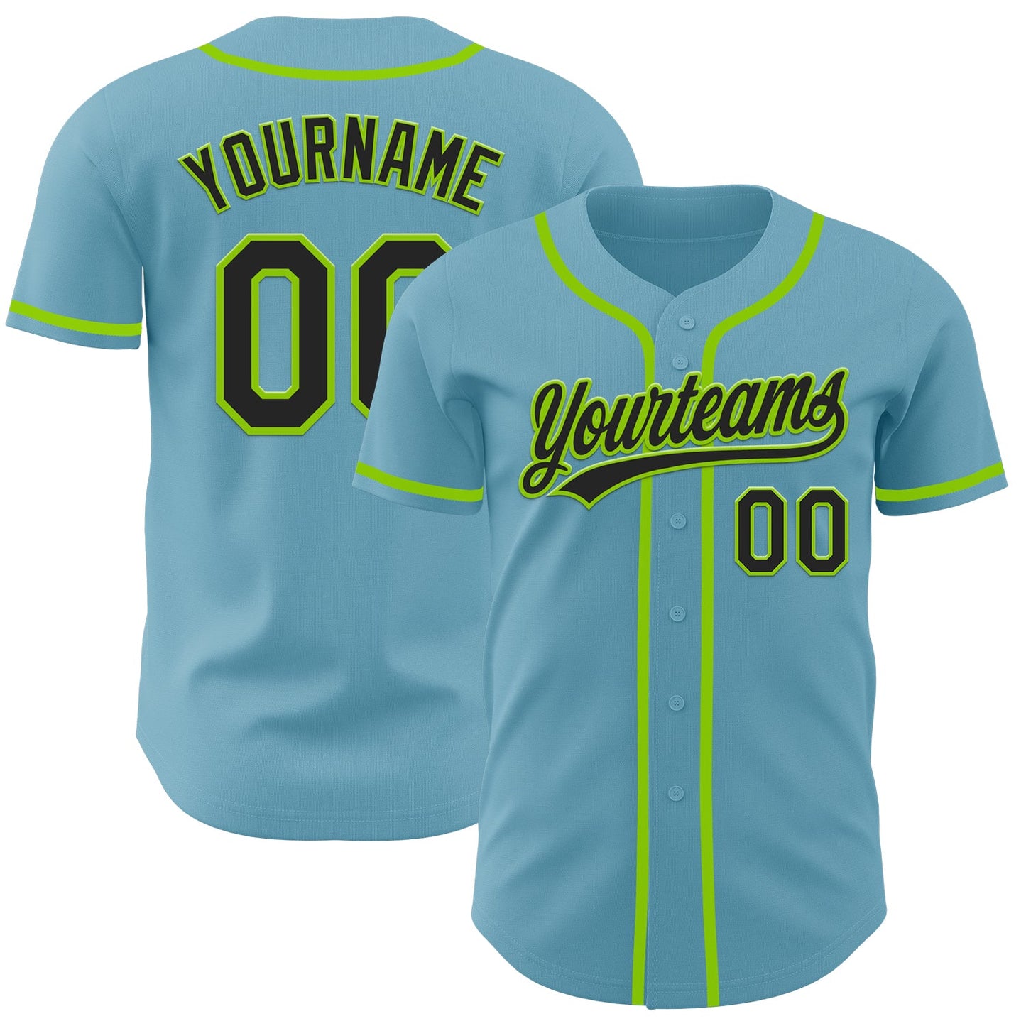 Custom Shadow Blue Black-Neon Green Authentic Baseball Jersey - Sky-Custom