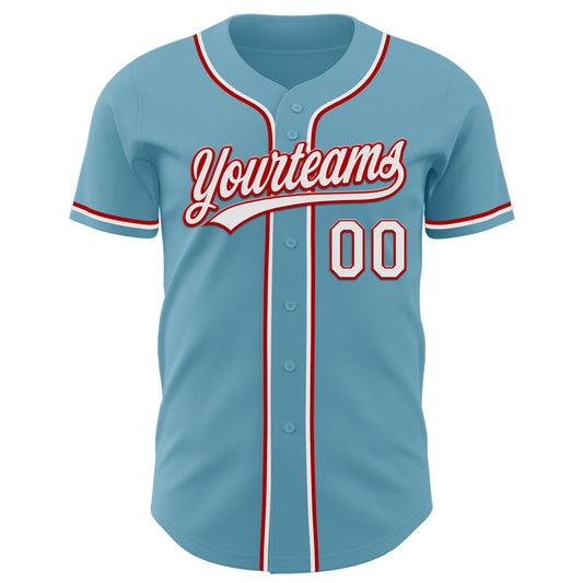 Custom Shadow Blue White-Red Authentic Baseball Jersey - Sky-Custom