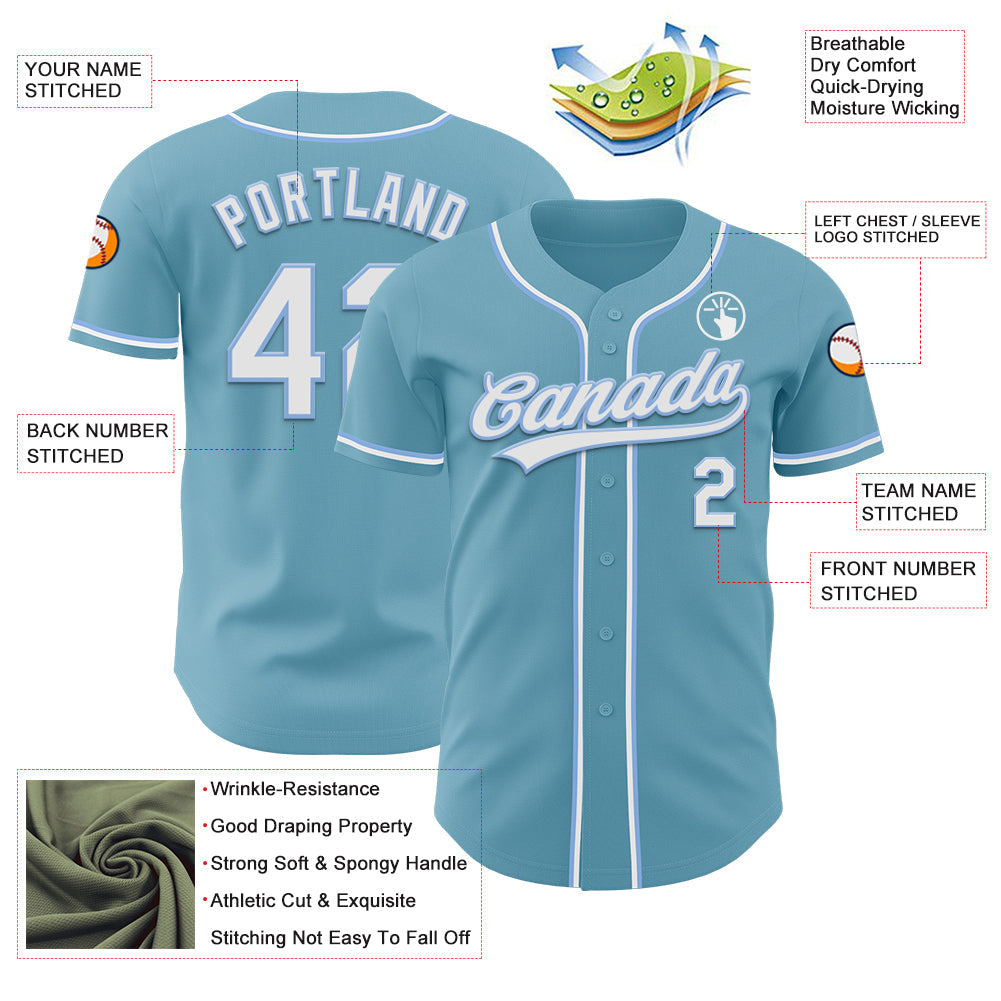Custom Shadow Blue White-Light Blue Authentic Baseball Jersey - Sky-Custom