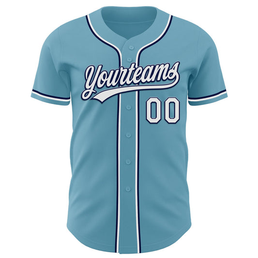 Custom Shadow Blue White-Navy Authentic Baseball Jersey - Sky-Custom