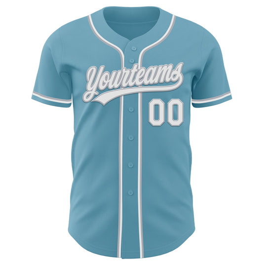 Custom Shadow Blue White-Gray Authentic Baseball Jersey - Sky-Custom