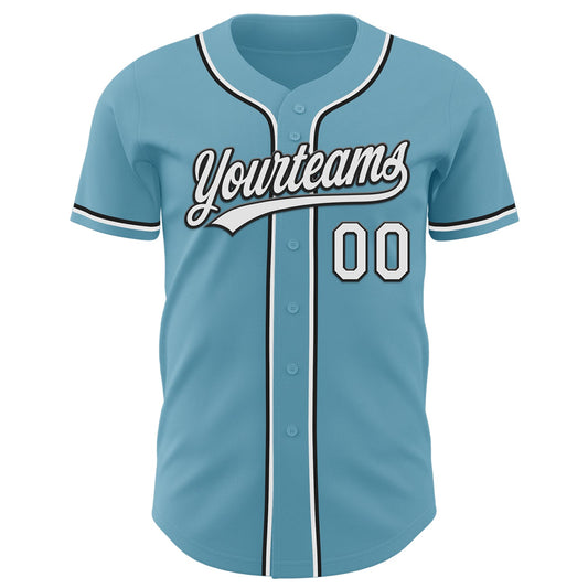 Custom Shadow Blue White-Black Authentic Baseball Jersey - Sky-Custom