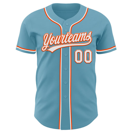 Custom Shadow Blue White-Orange Authentic Baseball Jersey - Sky-Custom
