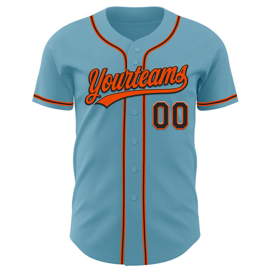 Custom Shadow Blue Black-Orange Authentic Baseball Jersey - Sky-Custom