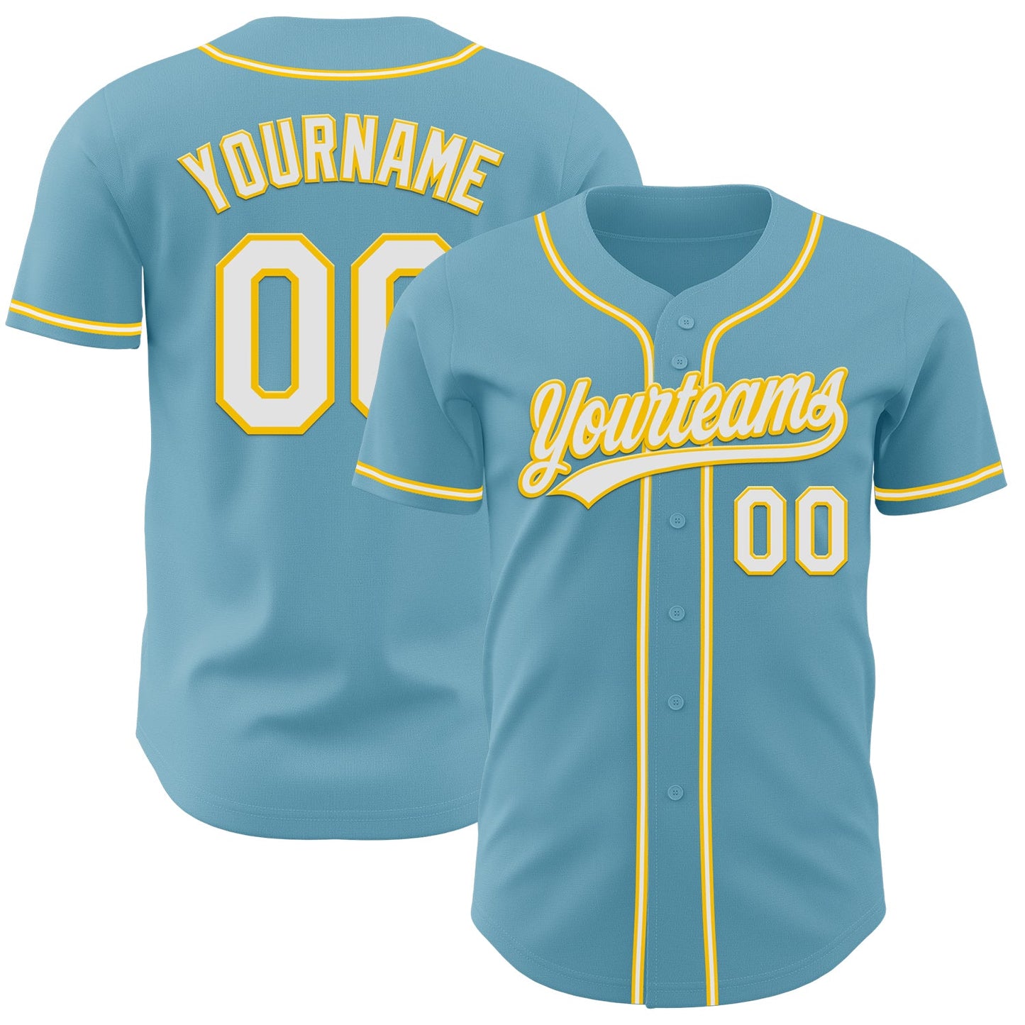 Custom Shadow Blue White-Yellow Authentic Baseball Jersey - Sky-Custom