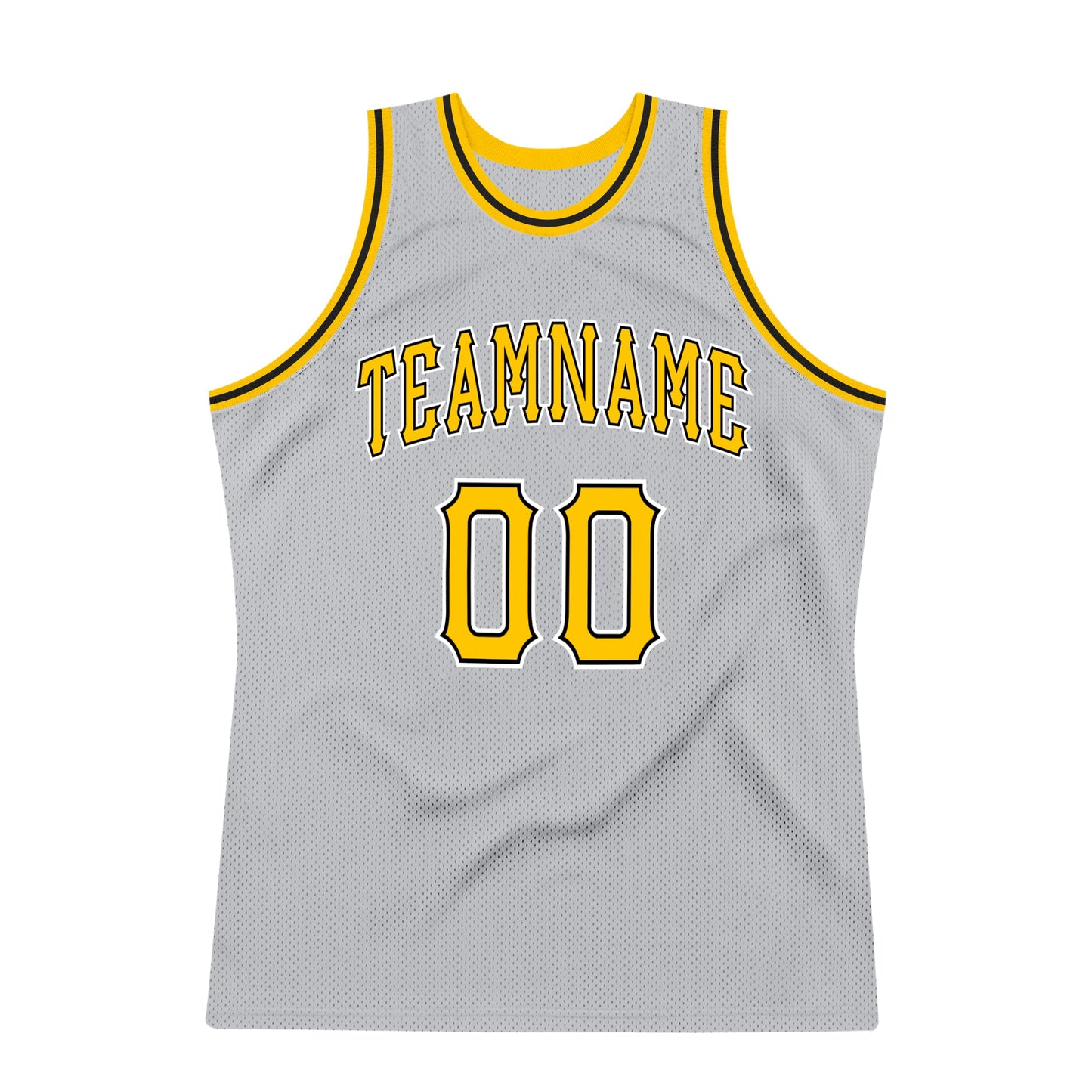 Custom Gray Gold-Black Authentic Throwback Basketball Jersey - Sky-Custom