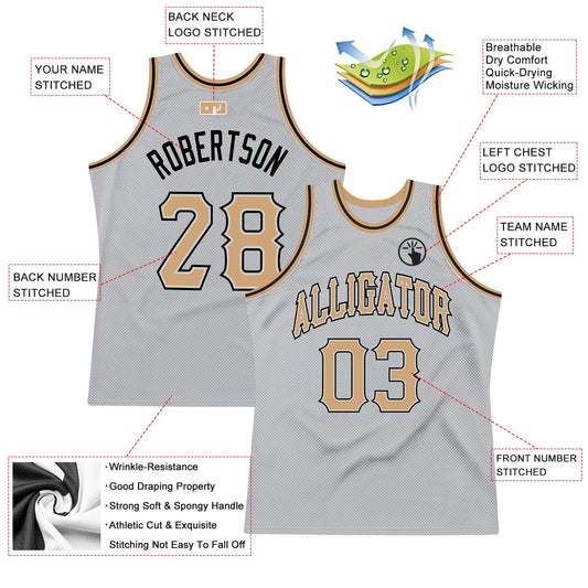 Custom Gray Old Gold-Black Authentic Throwback Basketball Jersey - Sky-Custom