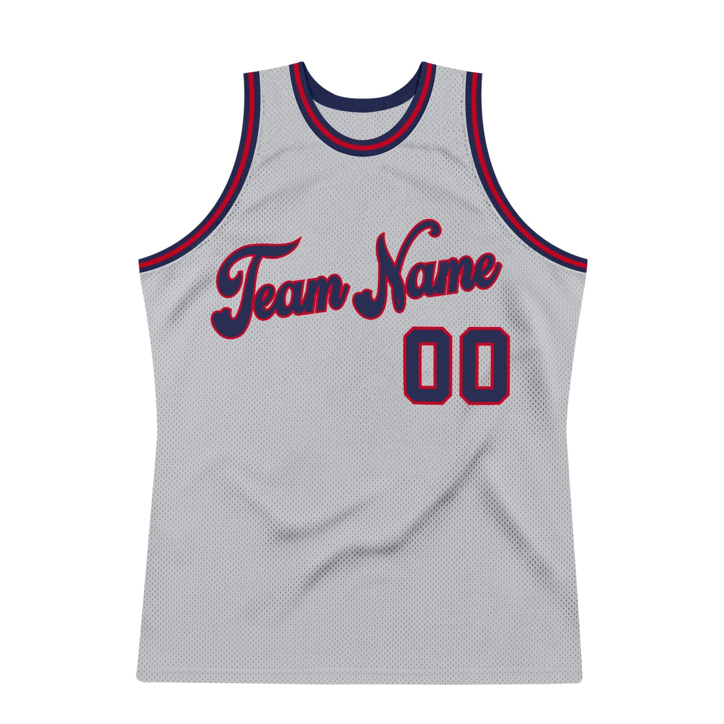Custom Gray Navy-Red Authentic Throwback Basketball Jersey - Sky-Custom