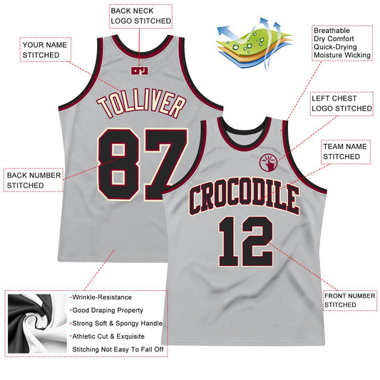Custom Gray Black-Maroon Authentic Throwback Basketball Jersey - Sky-Custom