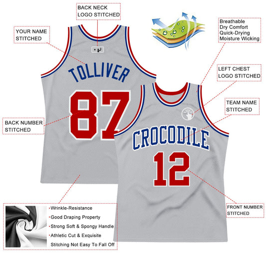 Custom Gray Red-Royal Authentic Throwback Basketball Jersey - Sky-Custom