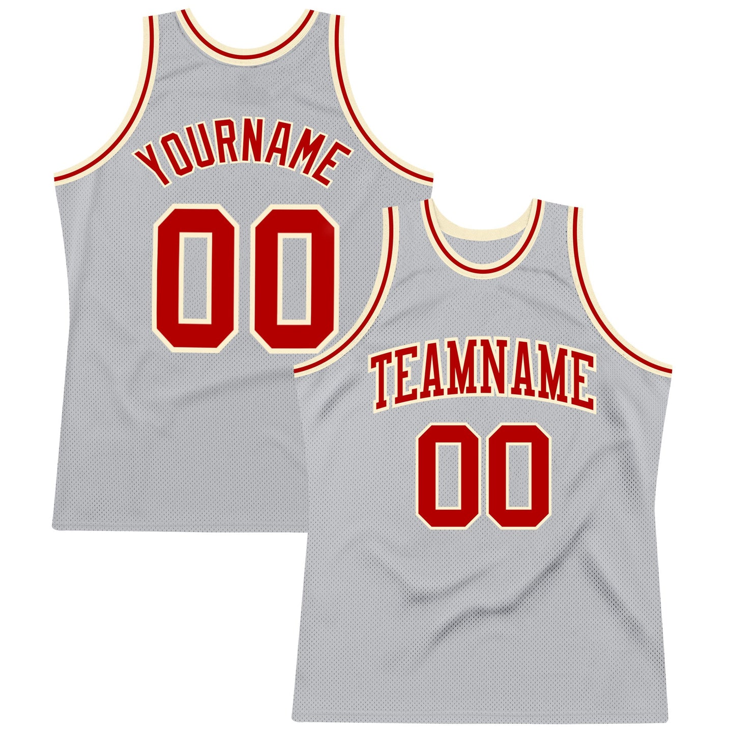 Custom Gray Red-Cream Authentic Throwback Basketball Jersey - Sky-Custom