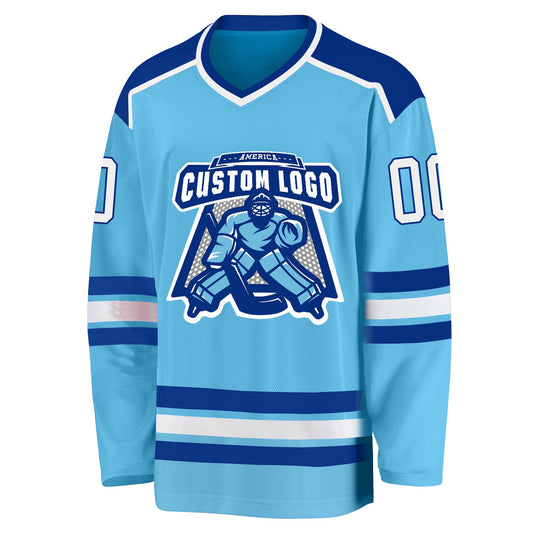Custom Sky Blue White-Royal Hockey Jersey - Sky-Custom