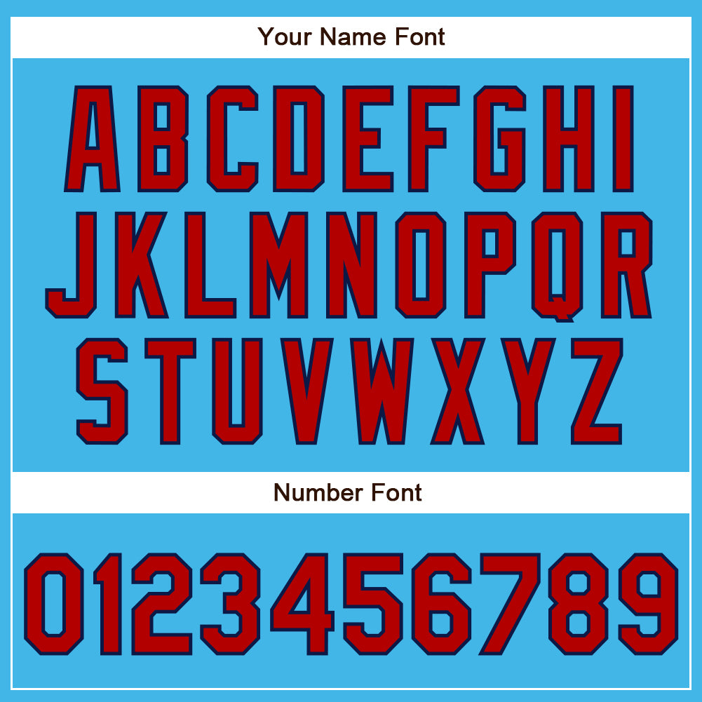 Custom Sky Blue Red-Navy Authentic Baseball Jersey - Sky-Custom