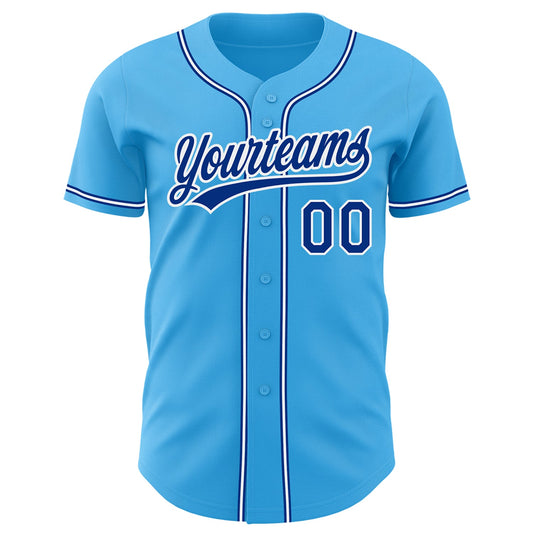 Custom Sky Blue Royal-White Authentic Baseball Jersey - Sky-Custom