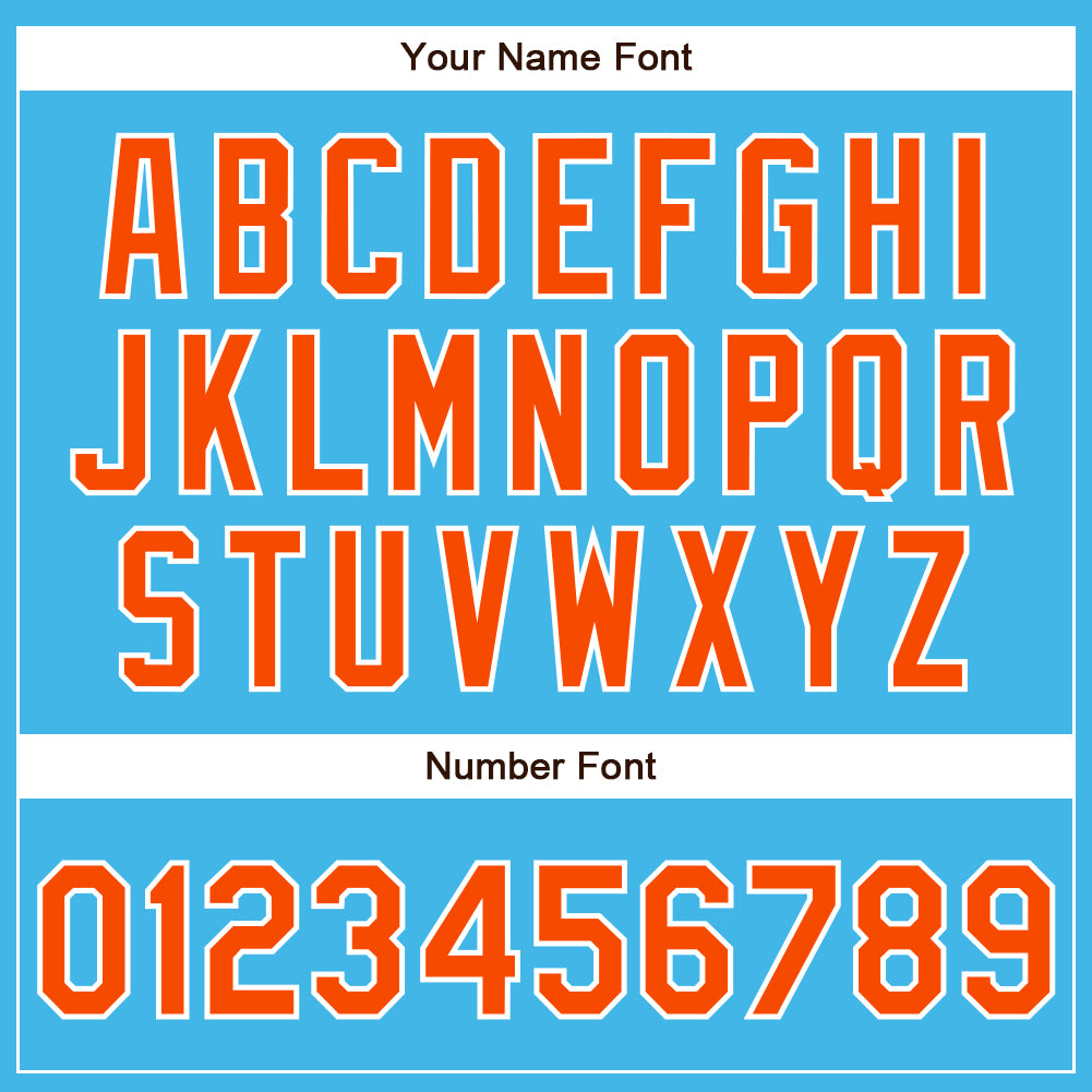 Custom Sky Blue Orange-White Authentic Baseball Jersey - Sky-Custom