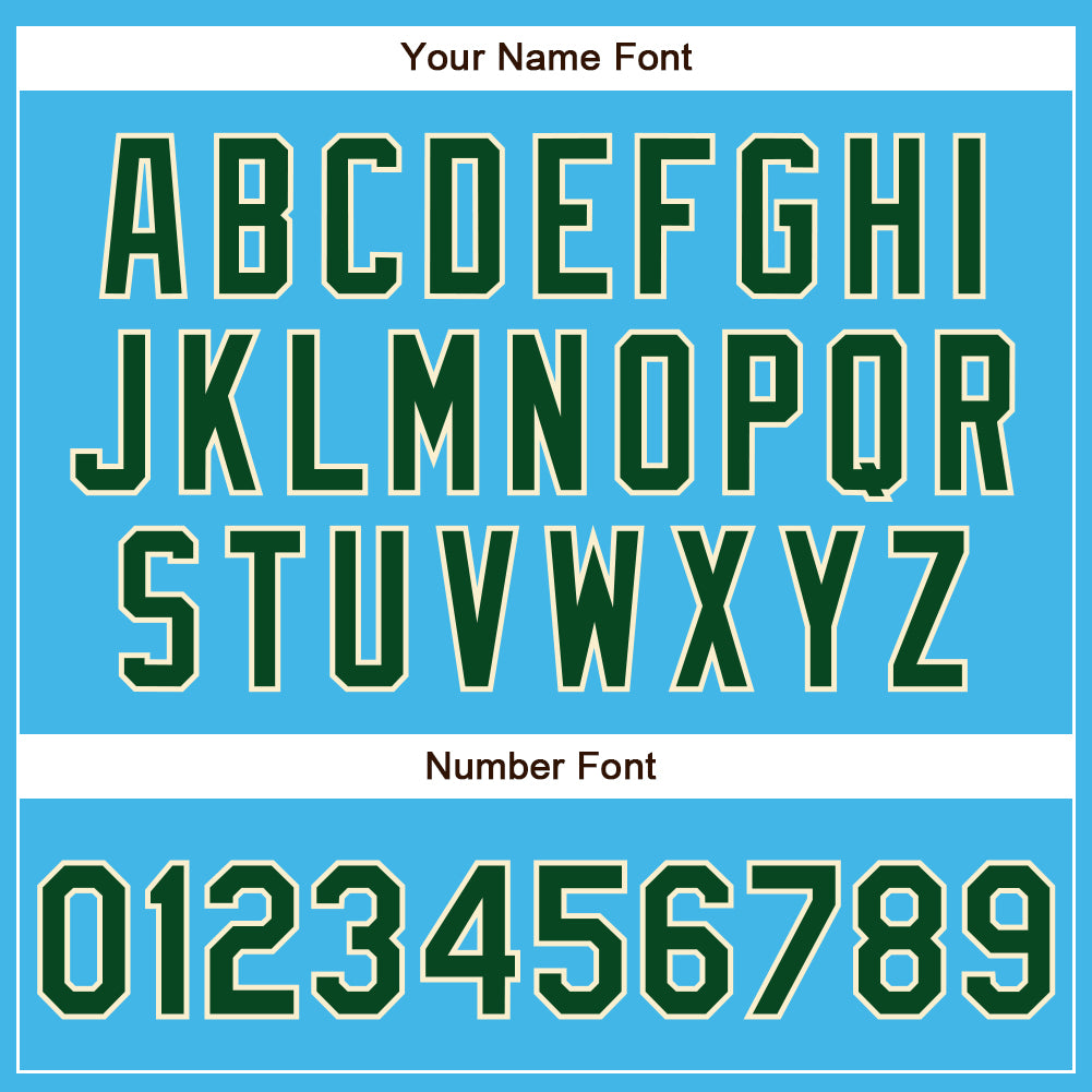 Custom Sky Blue Green-Cream Authentic Baseball Jersey - Sky-Custom