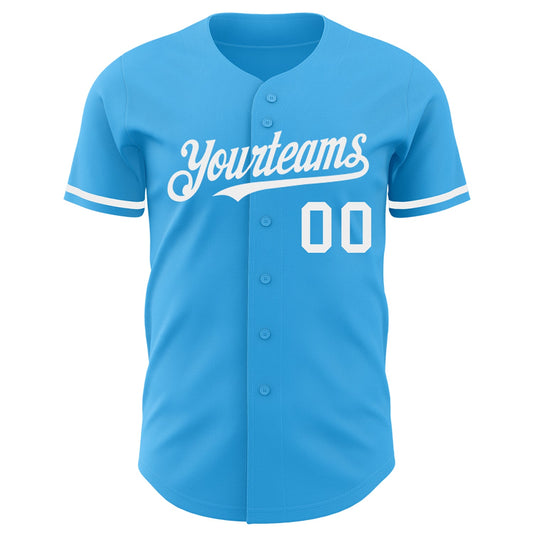 Custom Sky Blue White Authentic Baseball Jersey - Sky-Custom