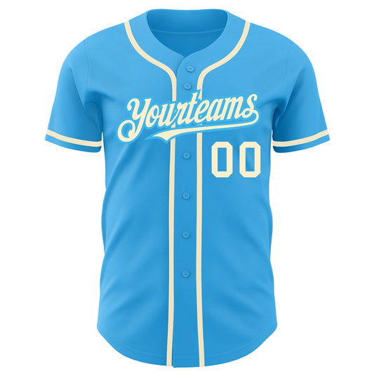 Custom Sky Blue Cream Authentic Baseball Jersey - Sky-Custom
