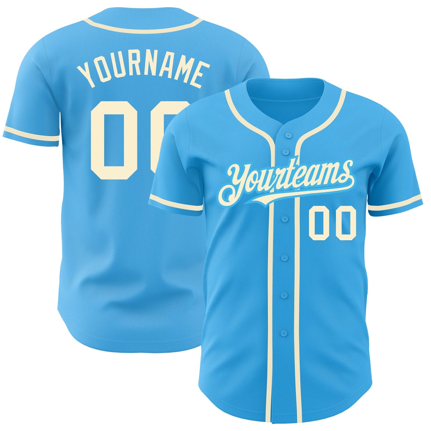 Custom Sky Blue Cream Authentic Baseball Jersey - Sky-Custom