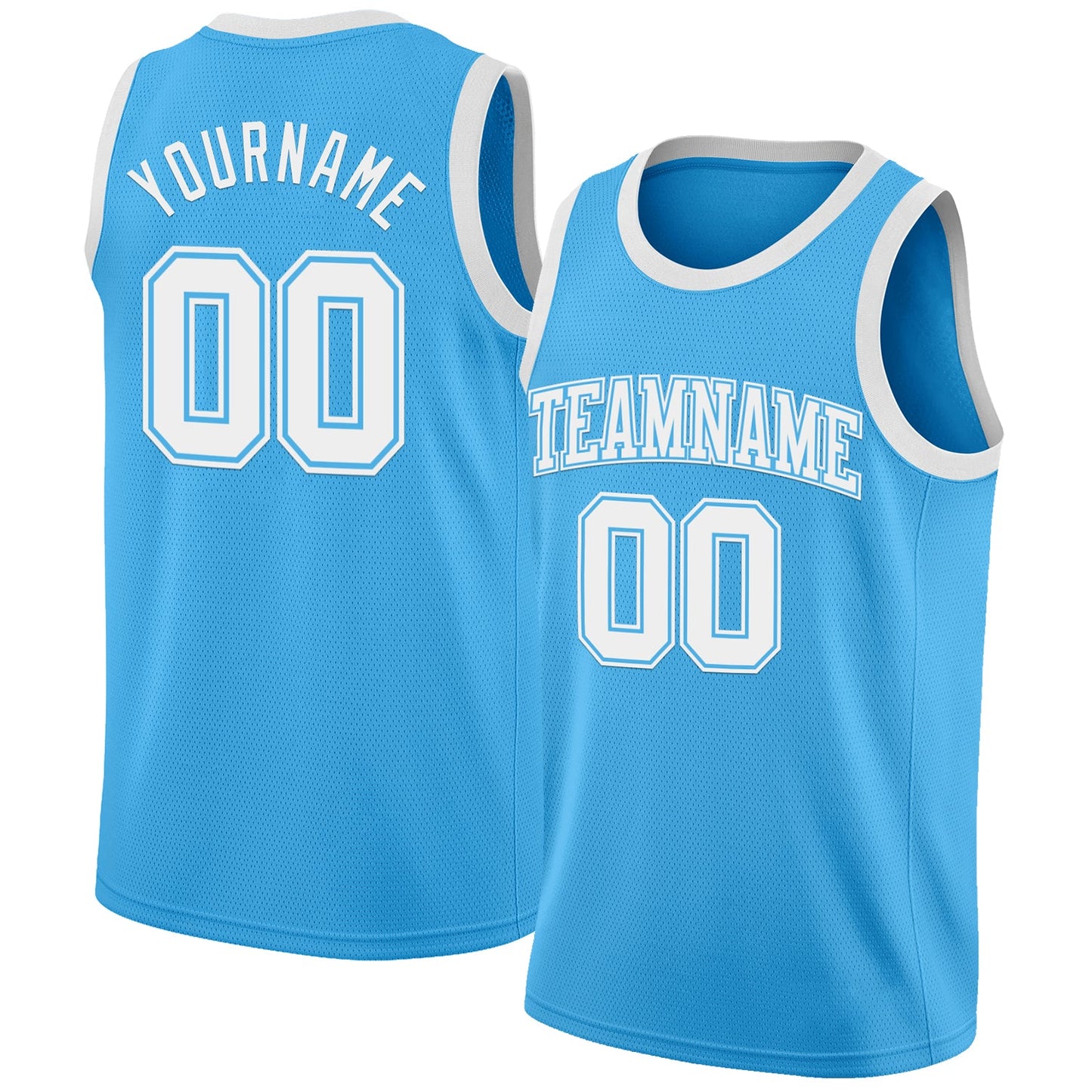 Custom Sky Blue White Authentic Basketball Jersey - Sky-Custom