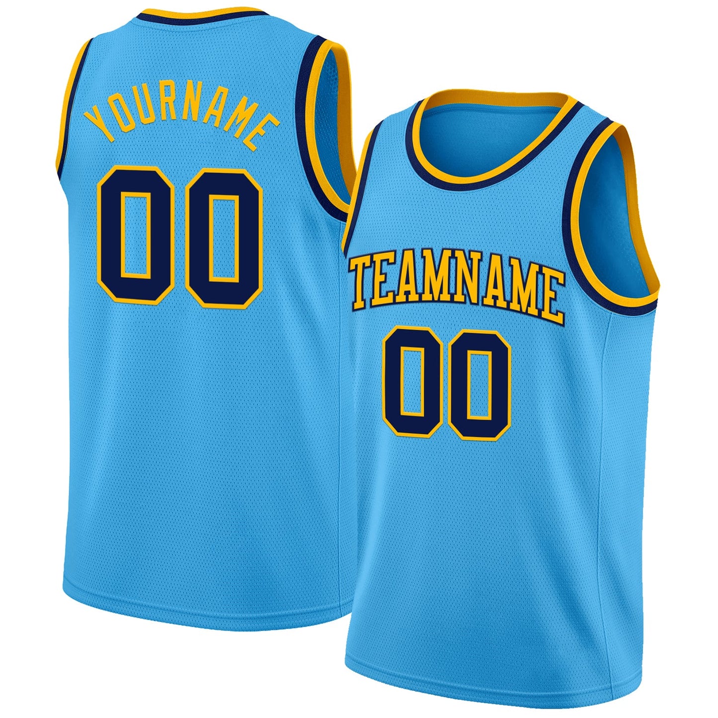 Custom Sky Blue Navy-Gold Authentic Basketball Jersey - Sky-Custom