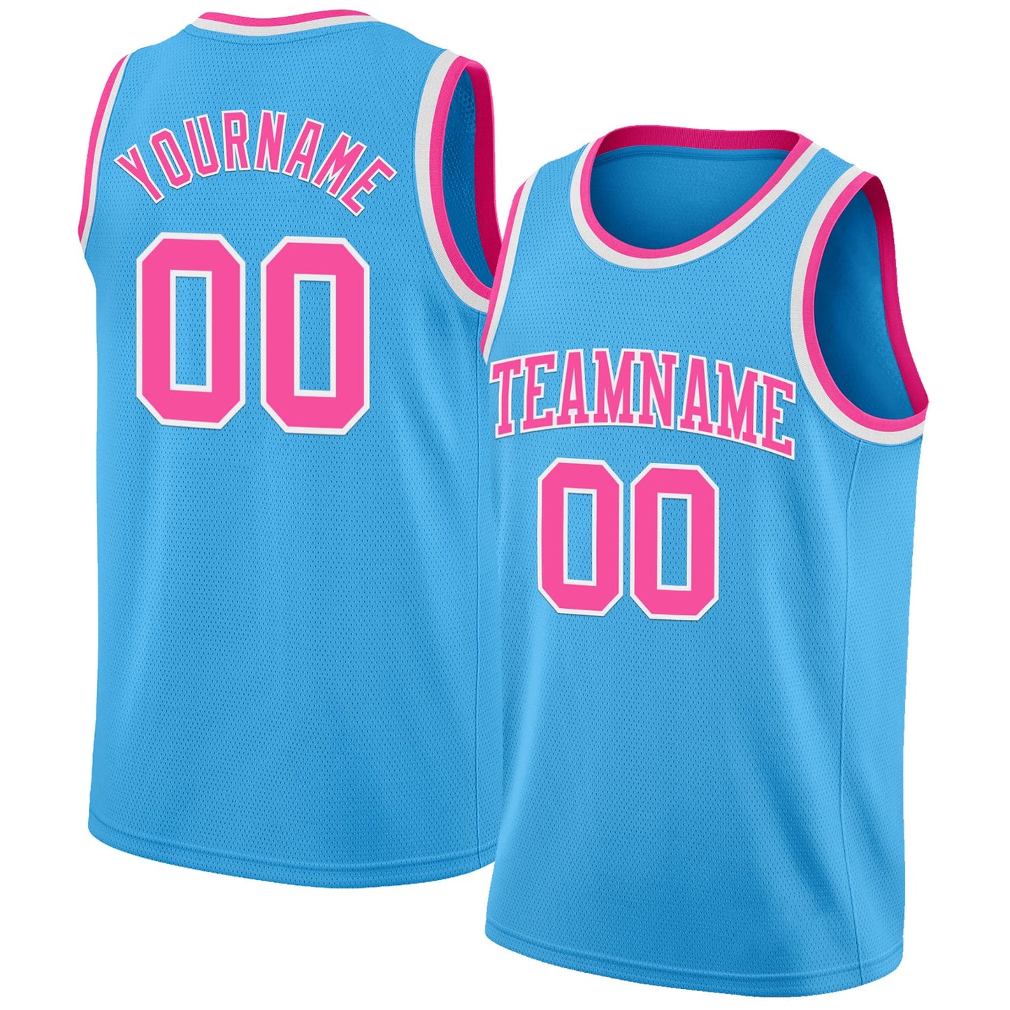 Custom Sky Blue Pink-White Authentic Basketball Jersey - Sky-Custom
