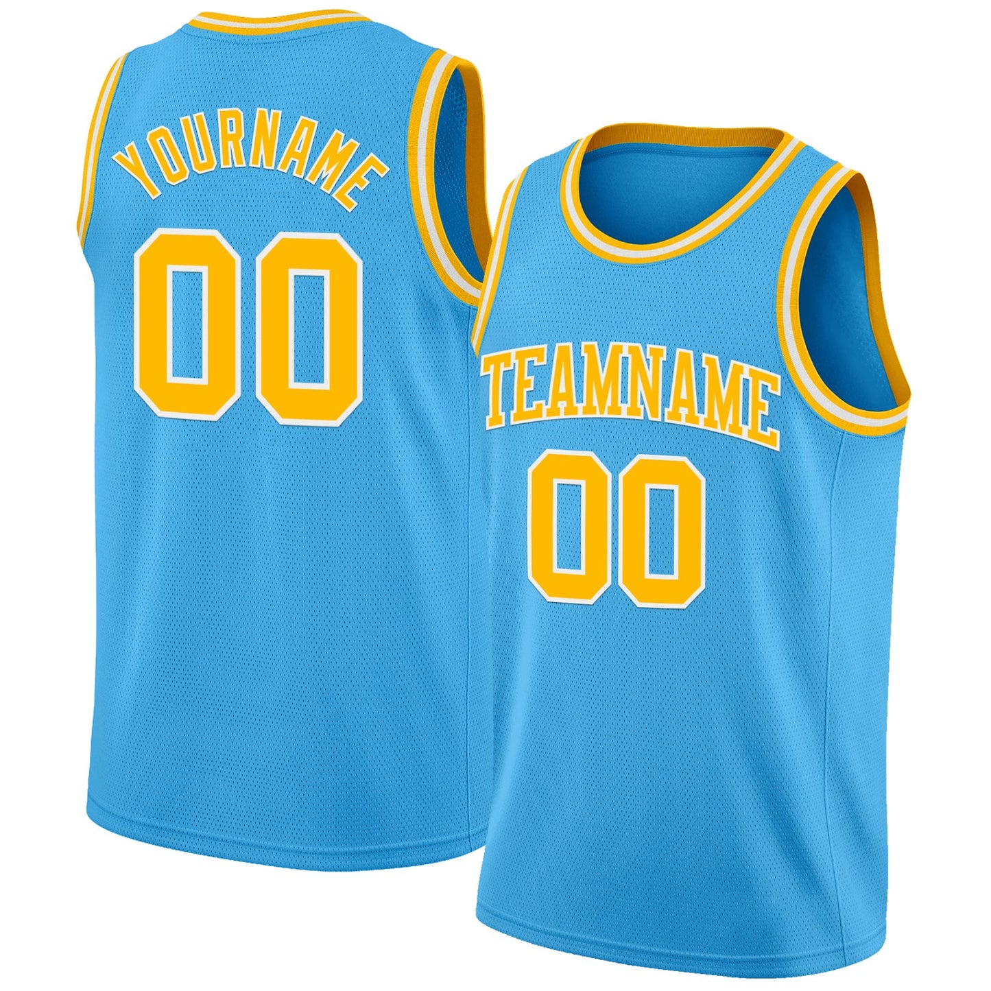 Custom Sky Blue Gold-White Authentic Basketball Jersey - Sky-Custom