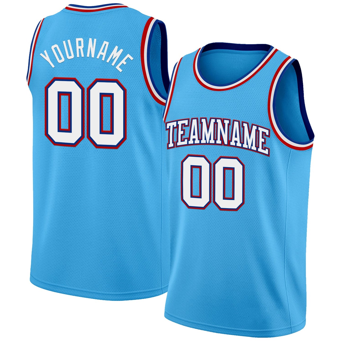Custom Sky Blue White Royal-Red Authentic Basketball Jersey - Sky-Custom