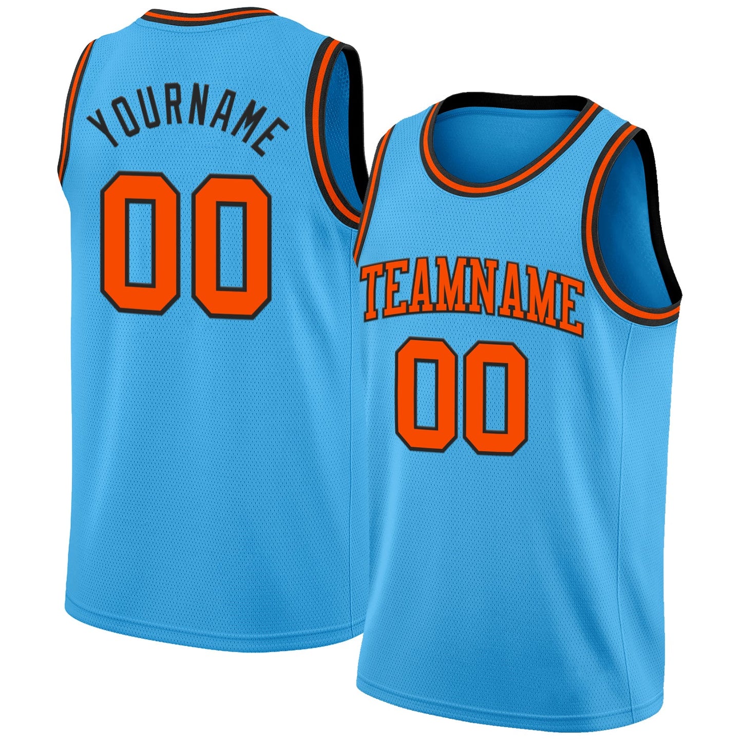 Custom Sky Blue Orange-Black Authentic Basketball Jersey - Sky-Custom