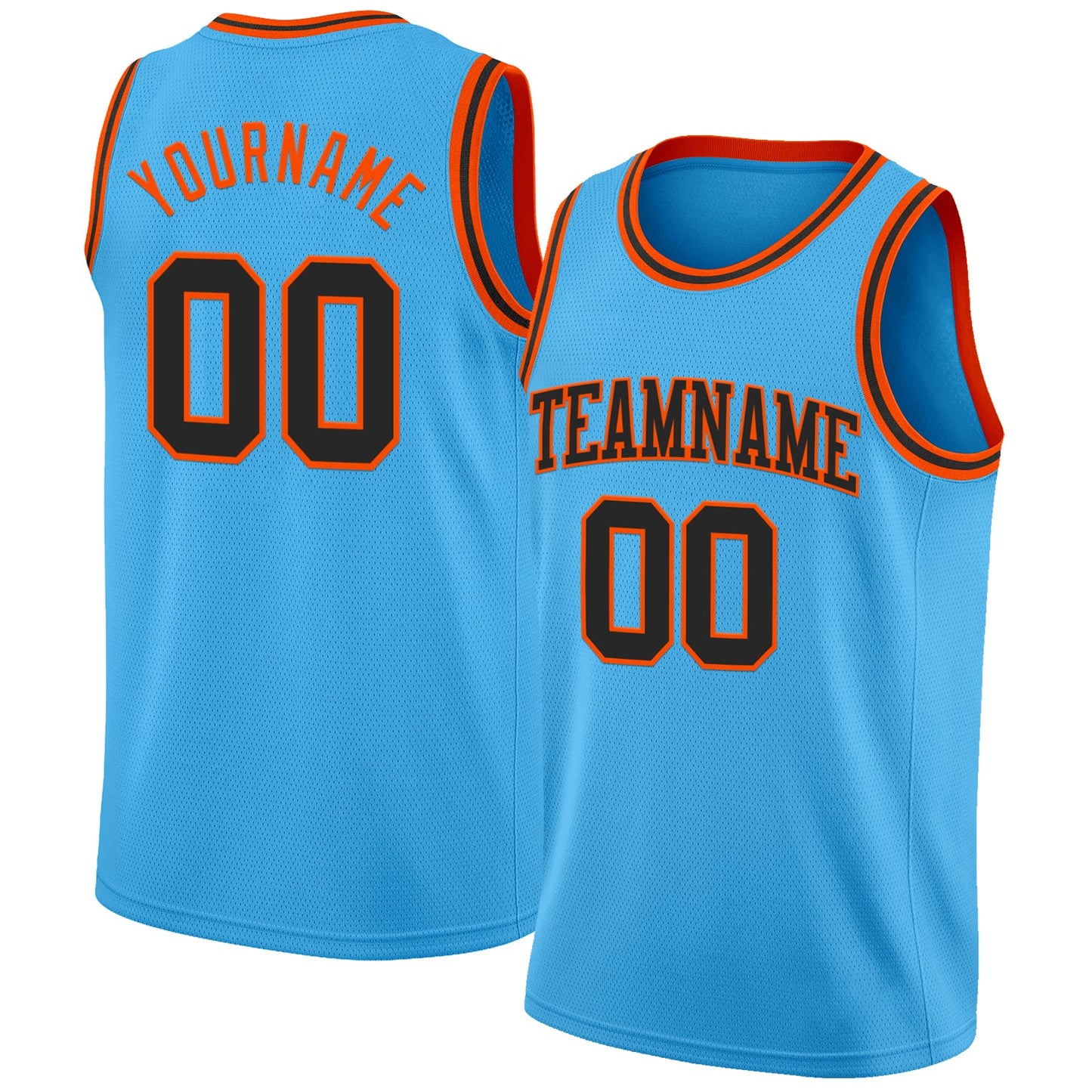 Custom Sky Blue Black-Orange Authentic Basketball Jersey - Sky-Custom