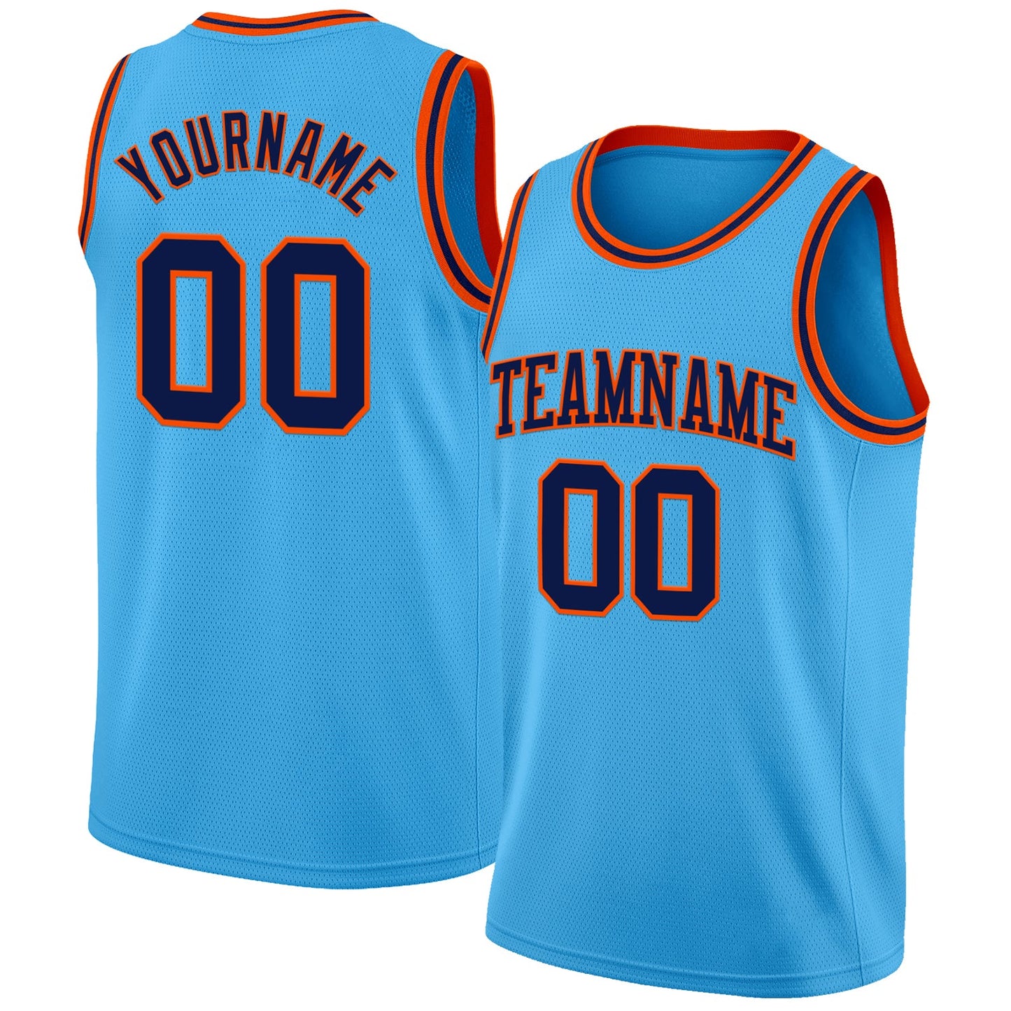 Custom Sky Blue Navy-Orange Authentic Basketball Jersey - Sky-Custom
