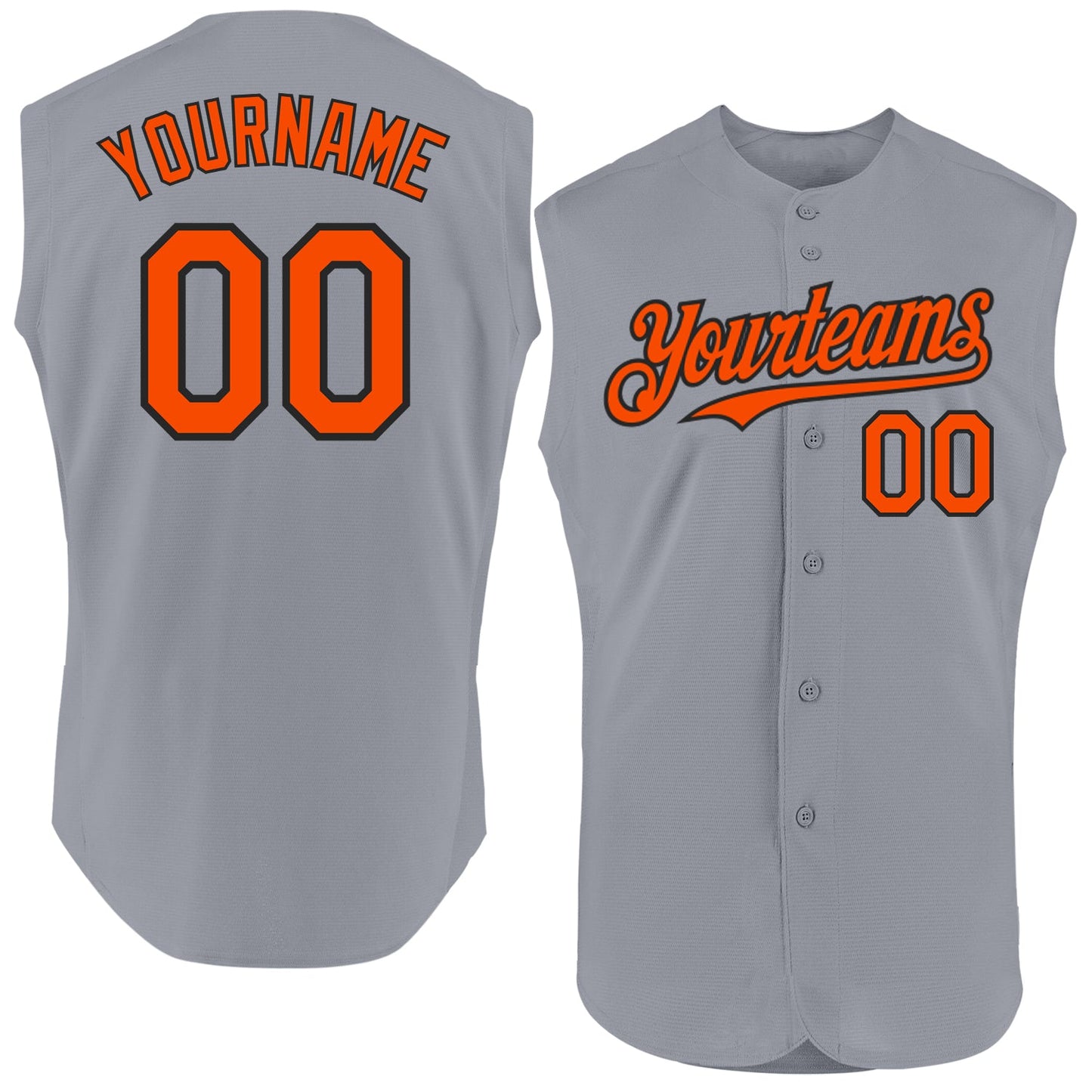 Custom Gray Orange-Black Authentic Sleeveless Baseball Jersey - Sky-Custom