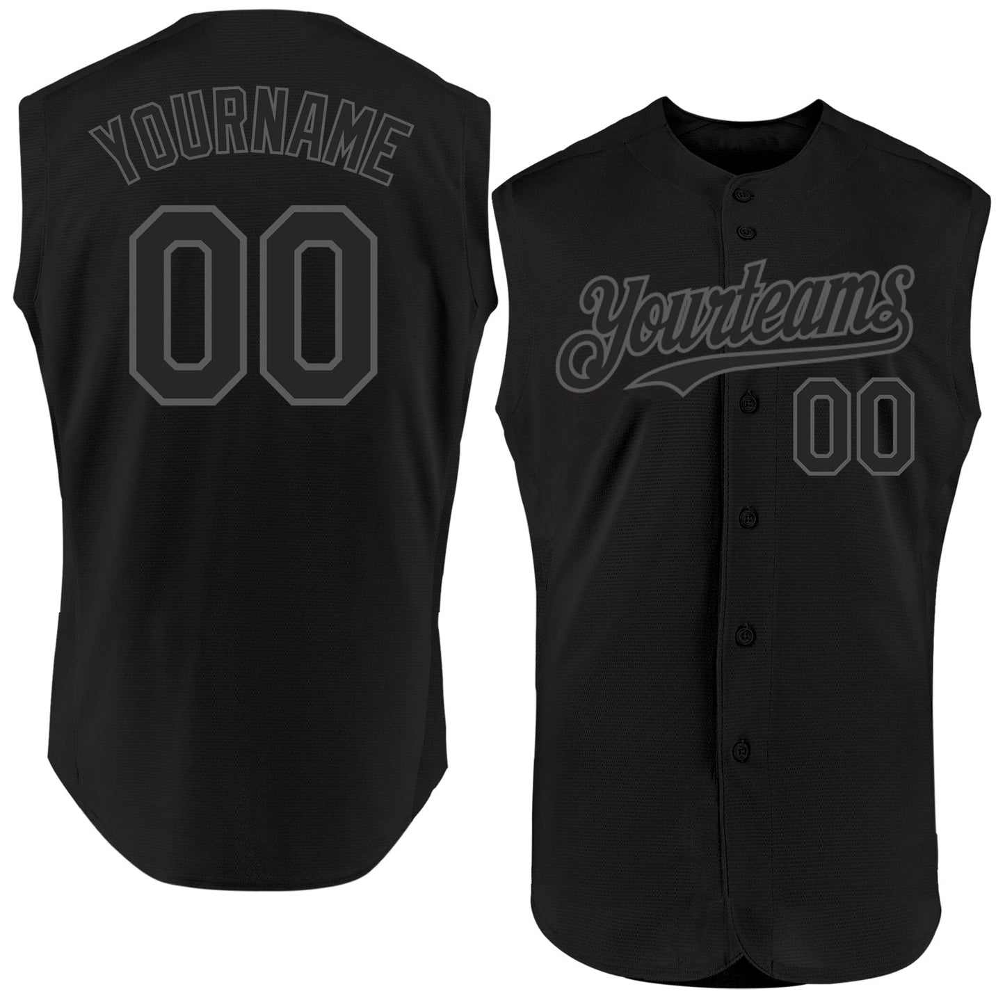 Custom Black Steel Gray Authentic Sleeveless Baseball Jersey - Sky-Custom