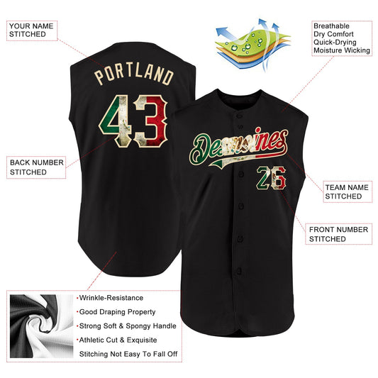 Custom Black Vintage Mexican Flag-Cream Authentic Sleeveless Baseball Jersey - Sky-Custom