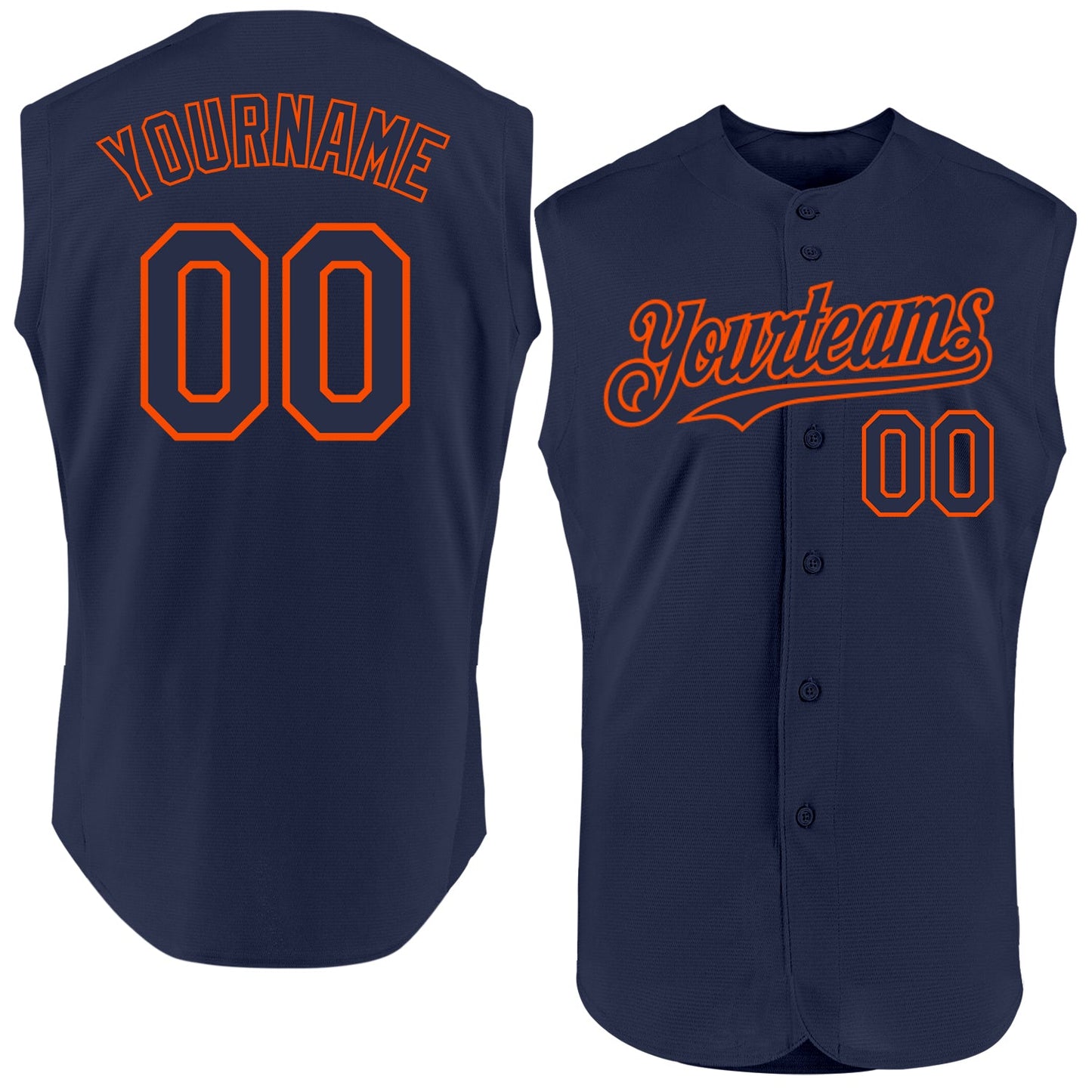 Custom Navy Orange Authentic Sleeveless Baseball Jersey - Sky-Custom