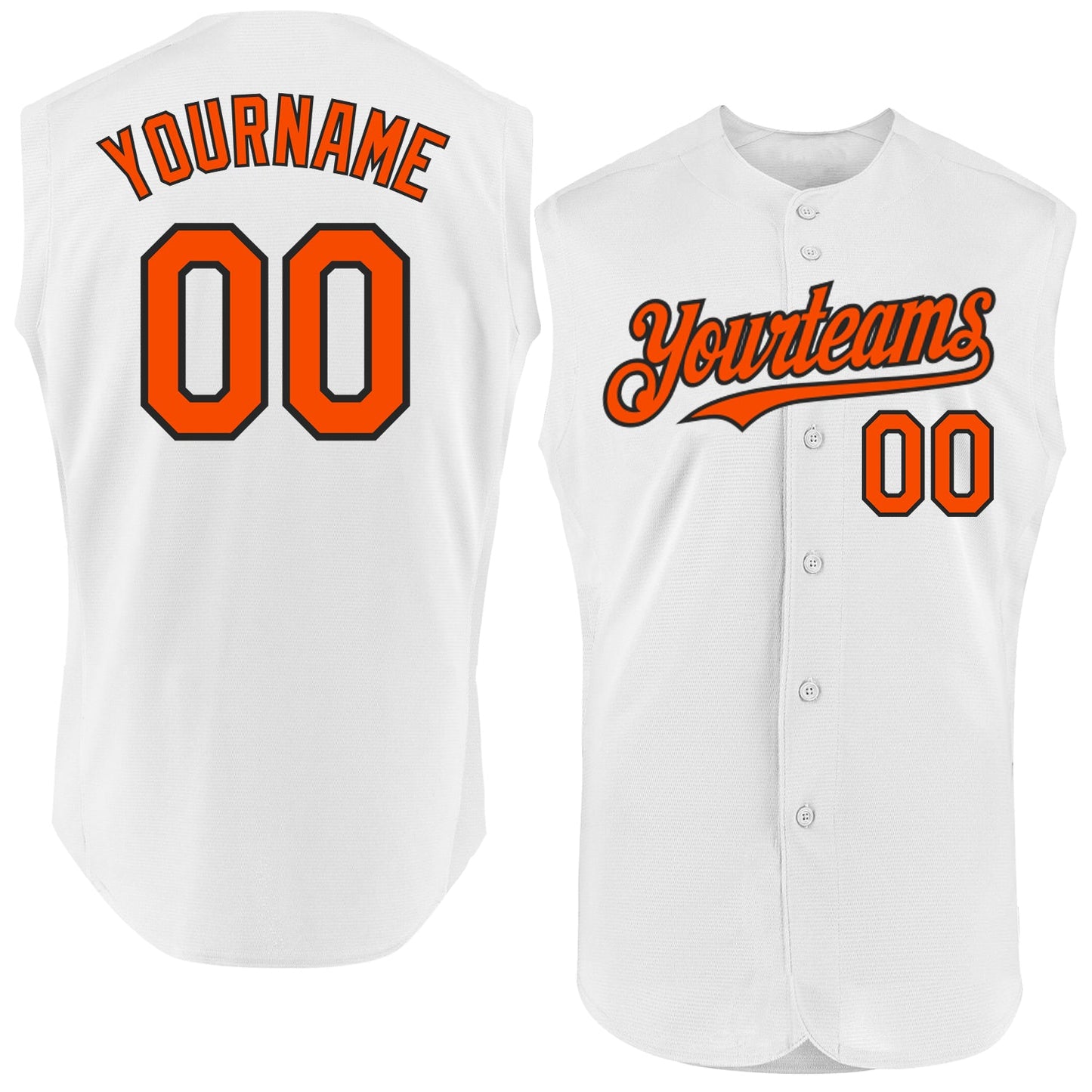 Custom White Orange-Black Authentic Sleeveless Baseball Jersey - Sky-Custom