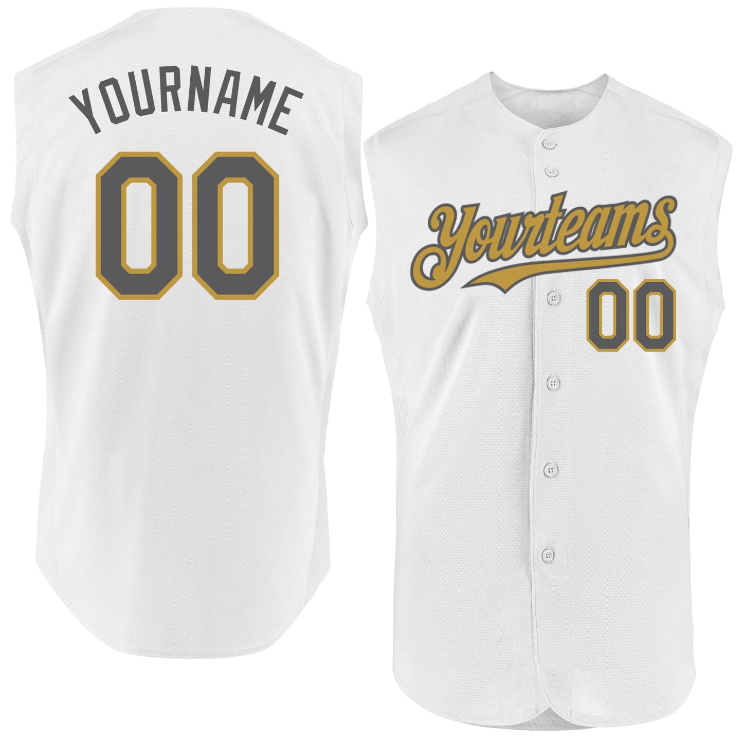 Custom White Steel Gray-Old Gold Authentic Sleeveless Baseball Jersey - Sky-Custom