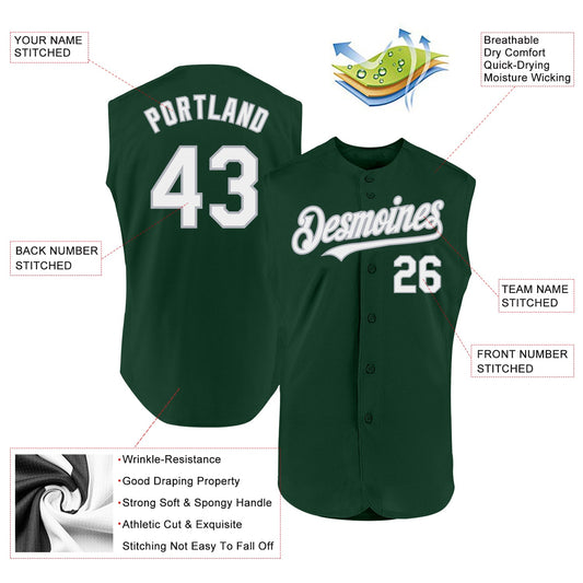 Custom Green White-Gray Authentic Sleeveless Baseball Jersey - Sky-Custom