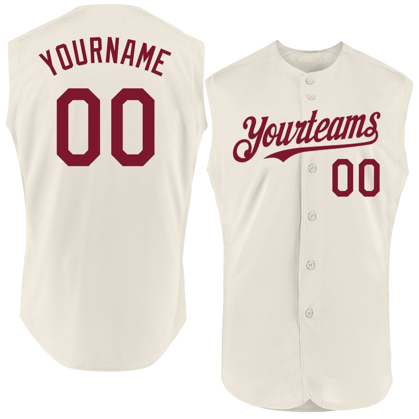 Custom Cream Crimson Authentic Sleeveless Baseball Jersey - Sky-Custom