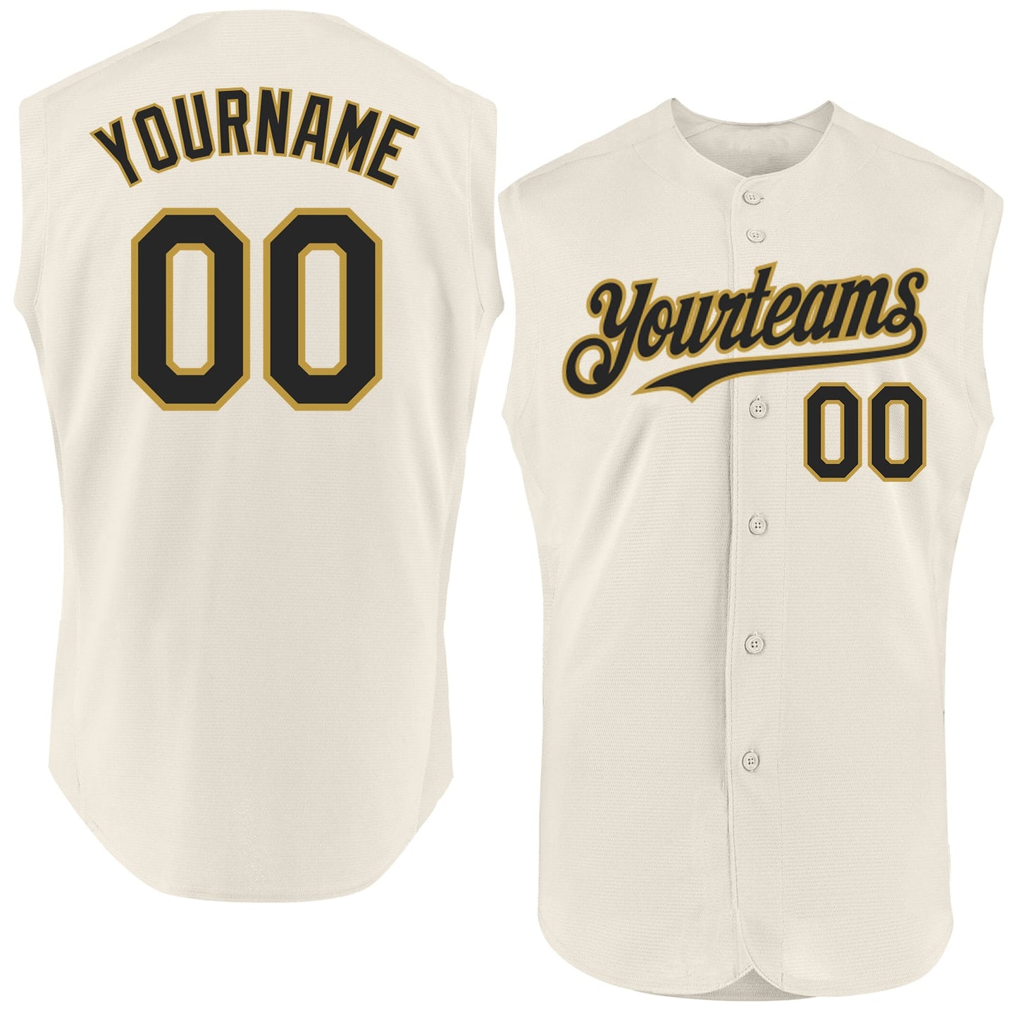 Custom Cream Black-Old Gold Authentic Sleeveless Baseball Jersey - Sky-Custom