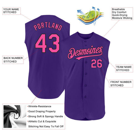 Custom Purple Pink-Black Authentic Sleeveless Baseball Jersey - Sky-Custom