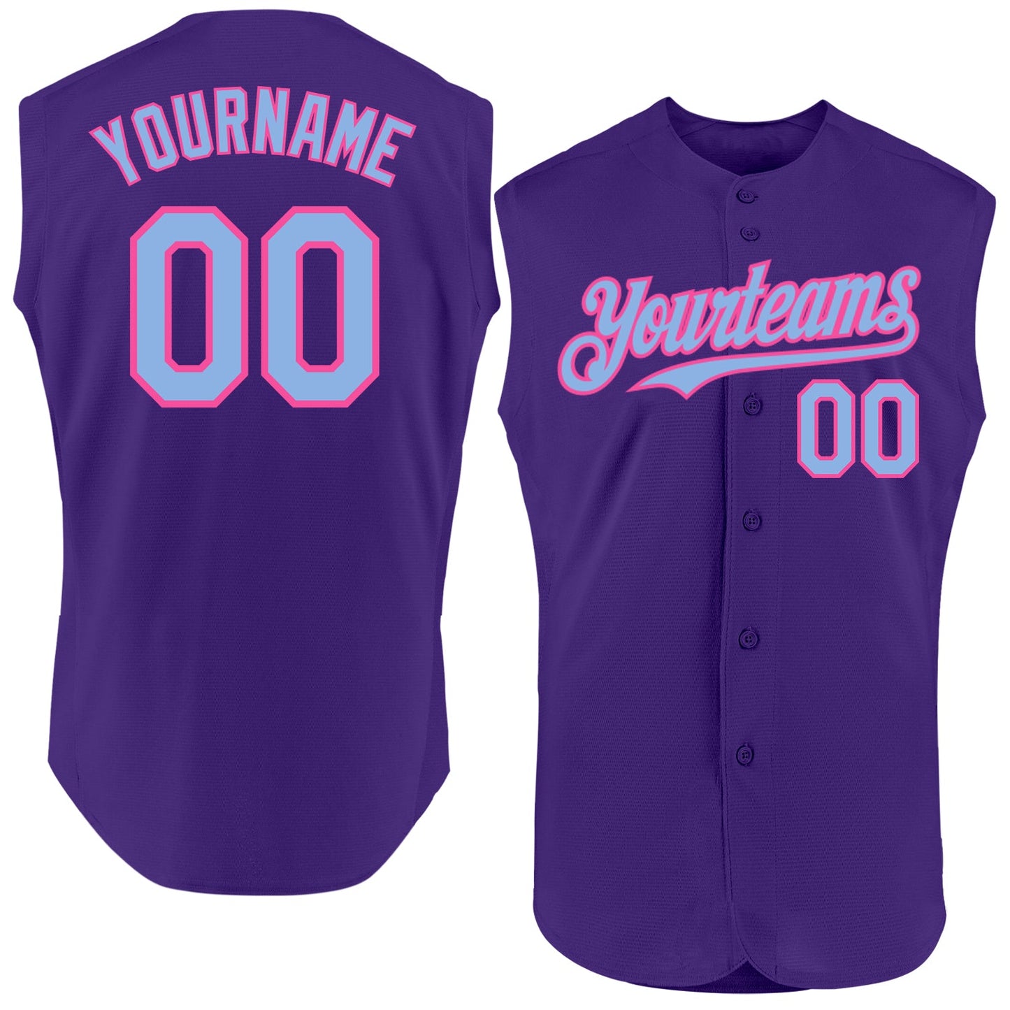 Custom Purple Light Blue-Pink Authentic Sleeveless Baseball Jersey - Sky-Custom