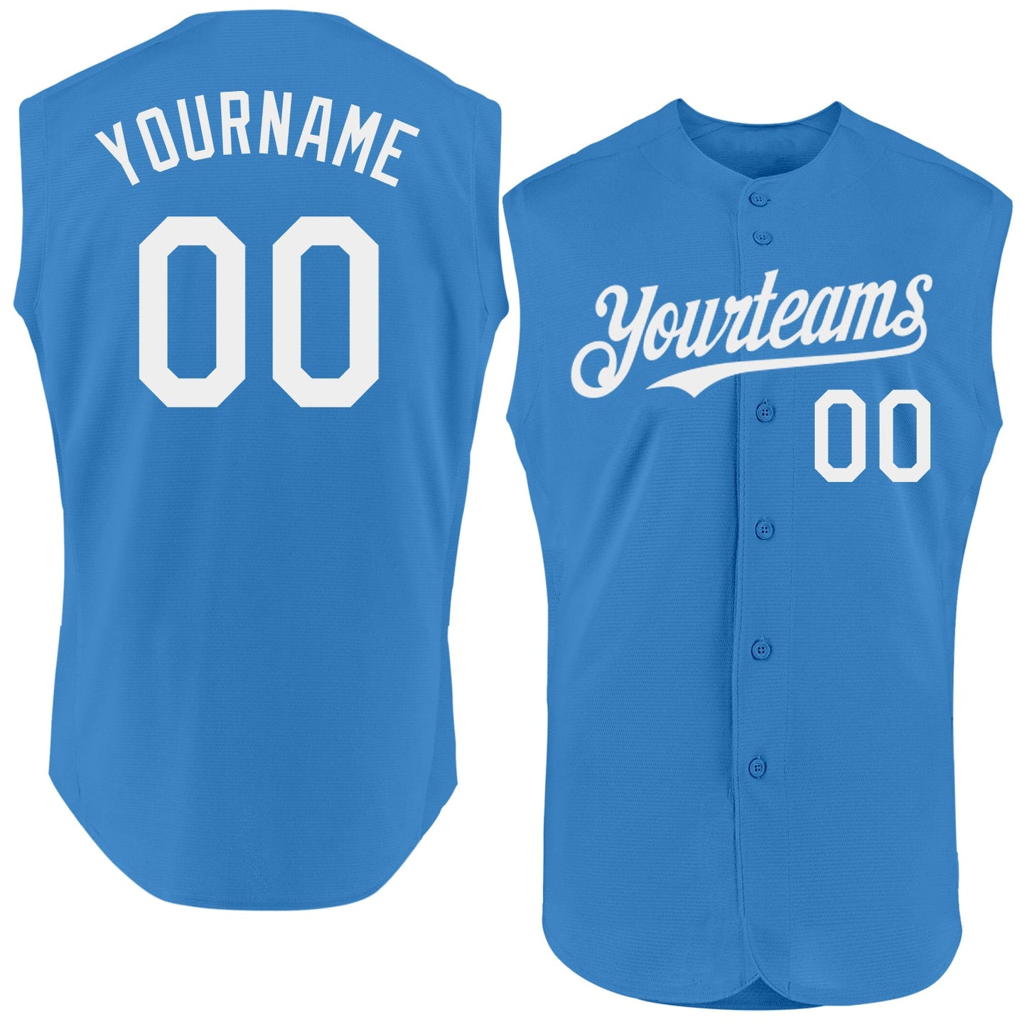 Custom Powder Blue White Authentic Sleeveless Baseball Jersey - Sky-Custom