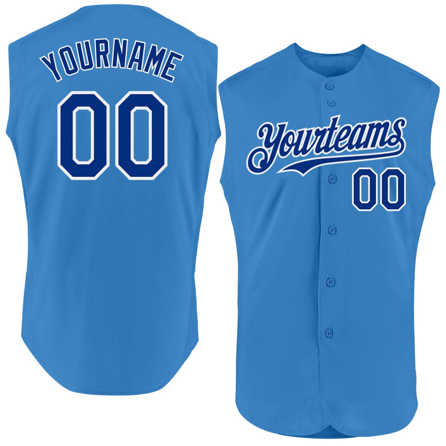 Custom Powder Blue Royal-White Authentic Sleeveless Baseball Jersey - Sky-Custom