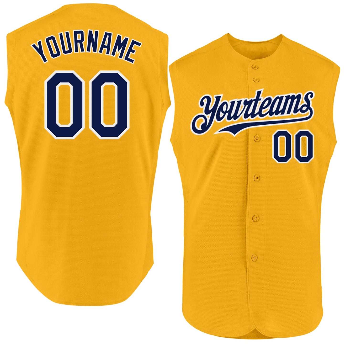 Custom Gold Navy-White Authentic Sleeveless Baseball Jersey - Sky-Custom