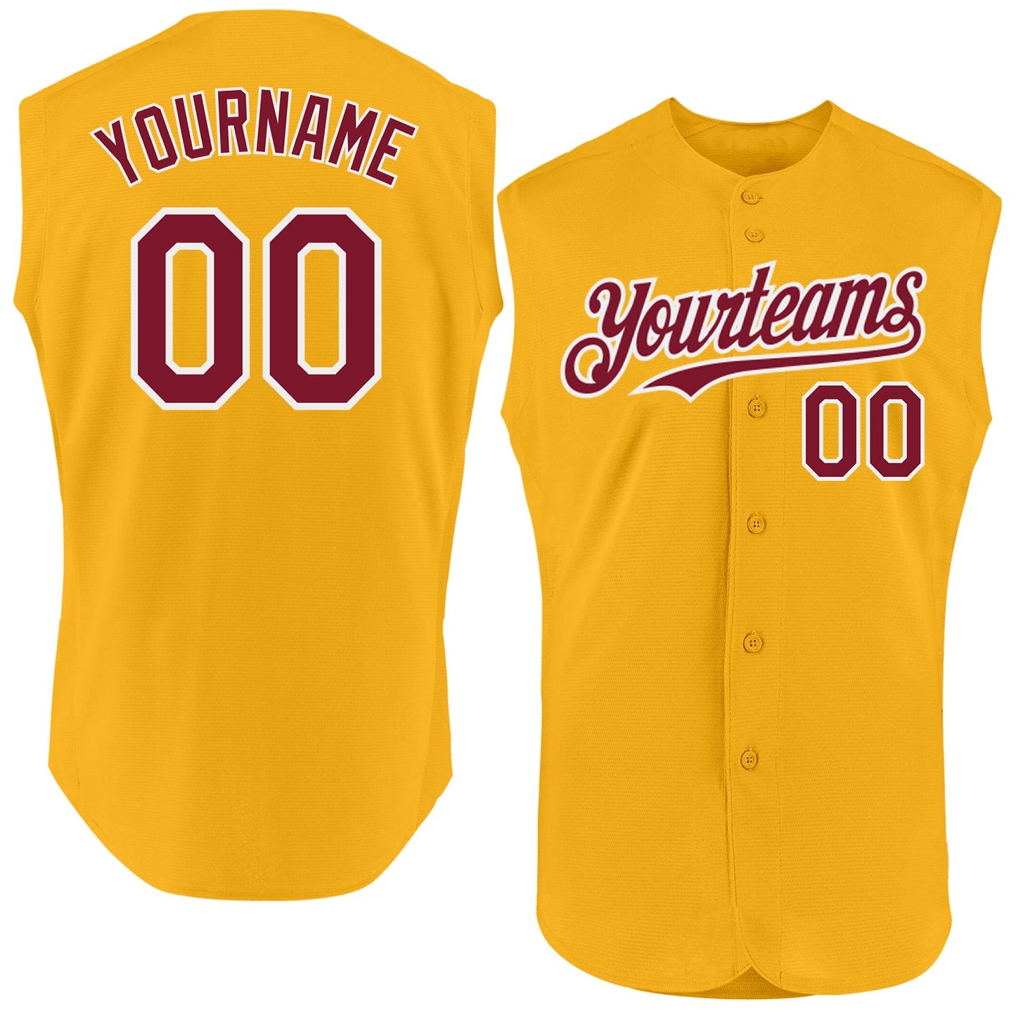 Custom Gold Crimson-White Authentic Sleeveless Baseball Jersey - Sky-Custom