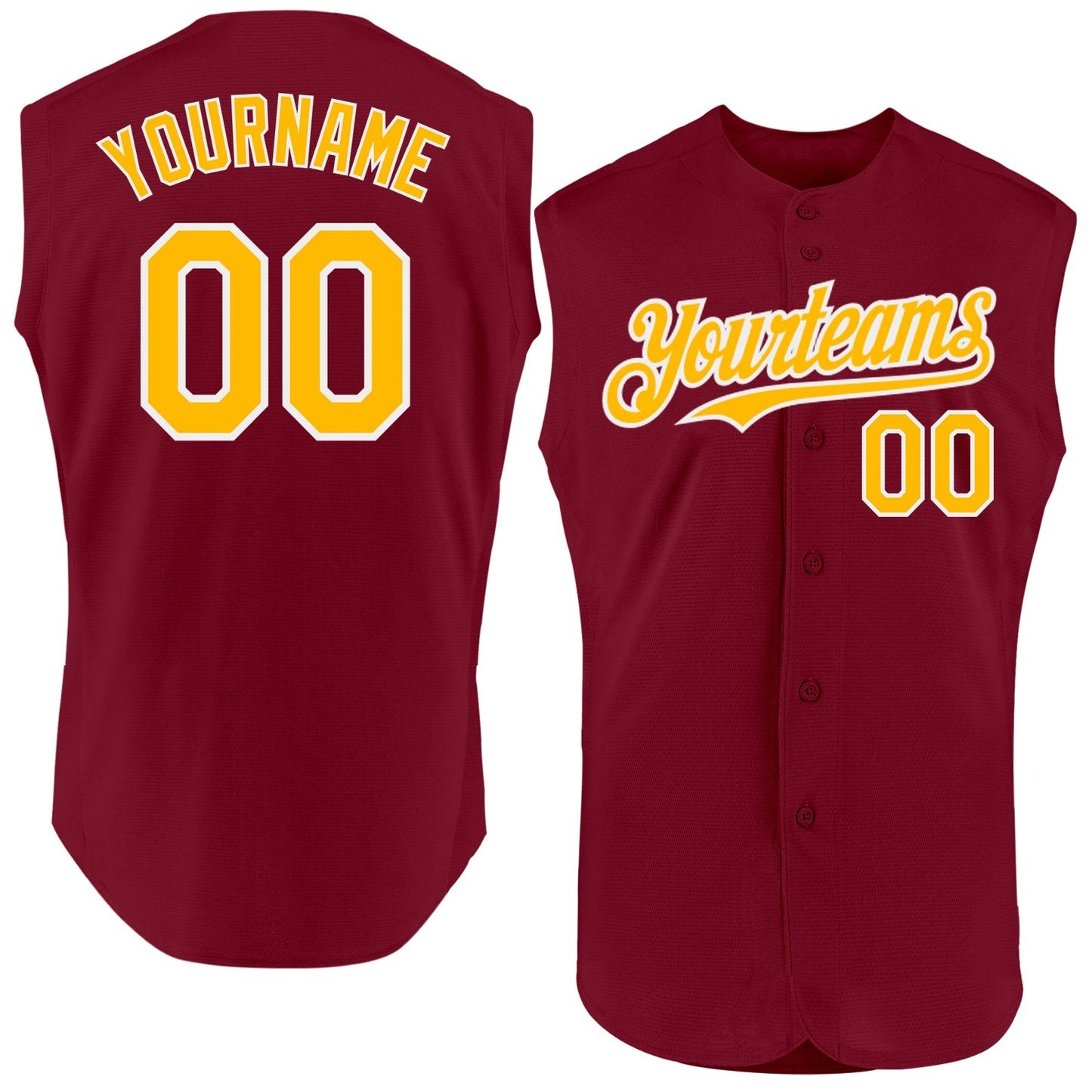 Custom Crimson Gold-White Authentic Sleeveless Baseball Jersey - Sky-Custom